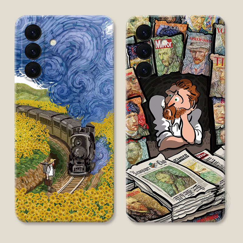 花田火车适用三星A56手机壳A73A72A71A70A55A54A53A52A36A35A34A33A26a25A16A15可爱梵高少女心文艺女款软
