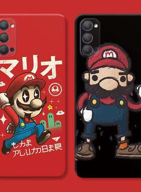 卡通马里奥9适用oppo reno10手机壳11/8pro+7可爱6/5K搞怪4se男女款3元气版2z个性Ace软十一