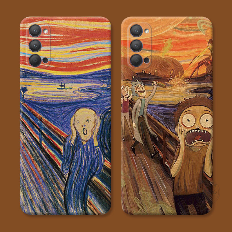 搞怪油画适用oppo reno15手机壳14/13/12/11/10/9/8pro+7瑞克和莫蒂6/5K/4se可爱3/2z趣味Ace女款防摔软十