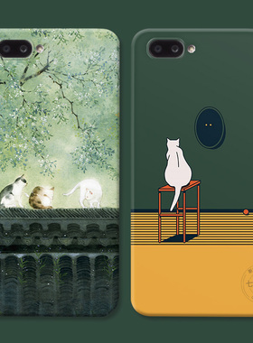 文艺小猫咪适用oppo A97手机壳A96A95A93A79A72A58A55A3A2A1pro小清新可爱卡通女款耐脏防摔软