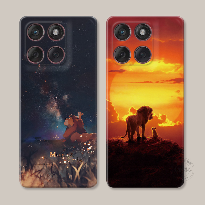 温馨狮子王父子适用摩托罗拉edge60pro手机壳50/40/S30/G86G85G84G75G56G55G54可爱卡通文艺男生女款防摔软
