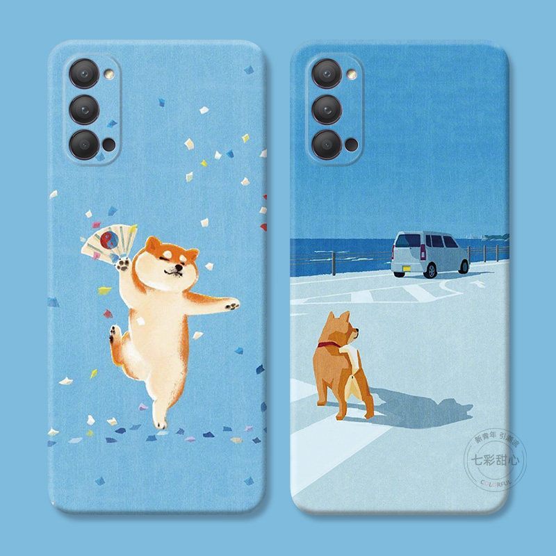 可爱柴犬适用oppo reno15手机壳14/13/12/11/10/9/8pro+7情侣狗狗6/5K趣味4se搞怪3/2z小众Ace女款防摔软