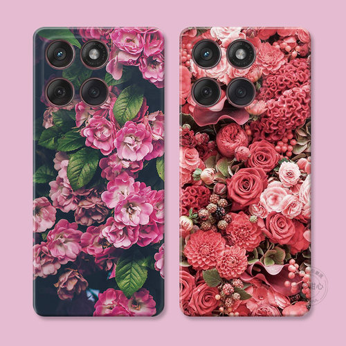 玫瑰花丛适用摩托罗拉edge60pro手机壳50/40/S30/G86G85G84G75G56G55G54少女心文艺唯美防摔女款软壳