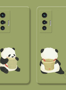 可爱熊猫适用vivo x80手机壳x100x90x70x30pro+卡通情侣x20x9x7x6plus简约s女款软t