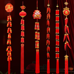 新年灯笼串挂件2026马年灯笼挂饰装饰品春节过年年货挂件鞭炮挂串