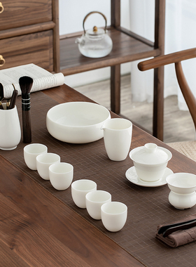 羊脂玉轻奢功夫茶具高档家用办公室德化白瓷茶壶茶杯盖碗整套礼盒