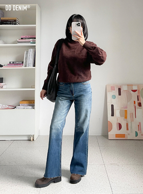 DD「Back to 90s」重工洗水 复古中腰不贴腿微喇牛仔裤显瘦超模裤