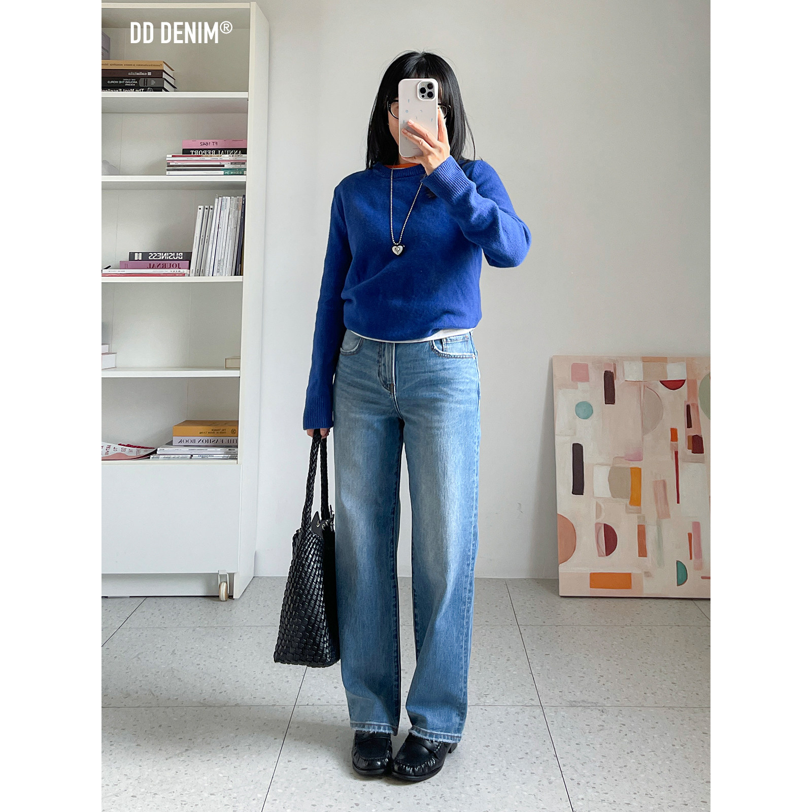 DD「Petite Exclusive」小个子系列 秋冬中腰窄版直筒牛仔拖地裤 - 封面