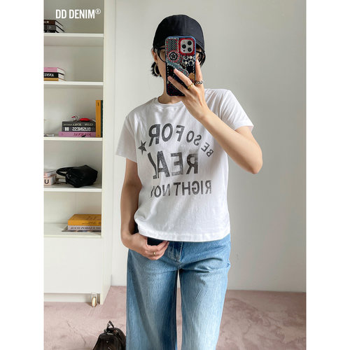 「BESOFORREAL」印花正肩T恤