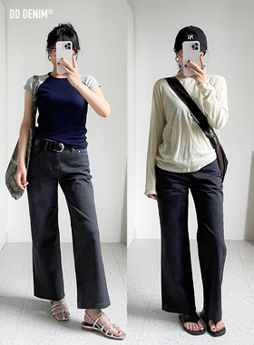DD「Back to 90s」夏季薄款中低腰直筒休闲裤女不贴腿微喇长裤
