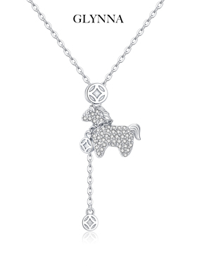 马上有钱纯银爆闪项链女可爱木马毛衣链闺蜜生日礼物原创2025新款