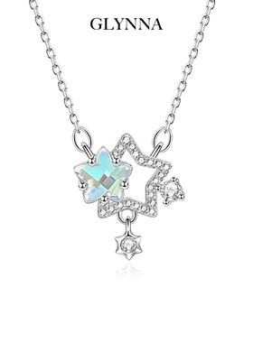 星星吊坠项链女生纯银五角星锁骨链2024新款爆款毛衣链配饰芝栀挞