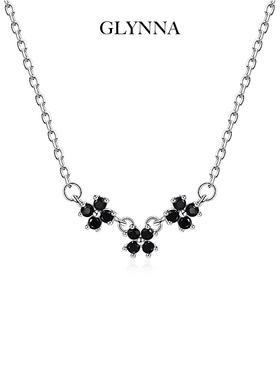 幸运花四叶草纯银项链