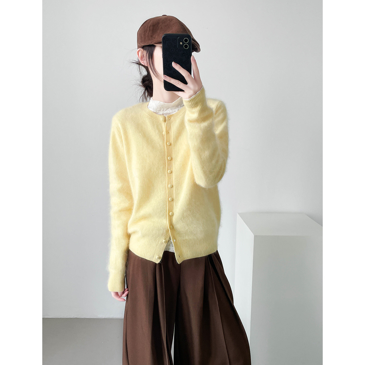 黄色软糯拉毛针织开衫女秋冬高级感内搭可外穿短款羊毛毛衣外套,女装/女士精品,毛针织衫,淘宝优惠券,粉丝福利购,淘宝优惠卷