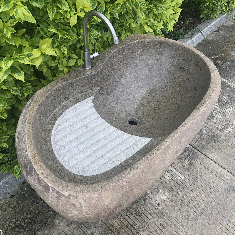 新款池带搓衣板庭院天然石洗衣槽户外花园盆石雕惠安人气复古怀旧