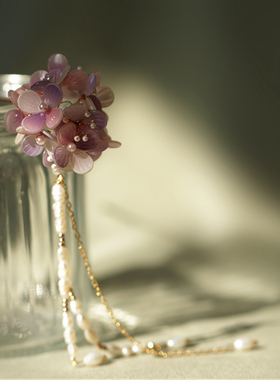 紫色【绣球花】发簪简约现代 汉服明制配饰盘发头饰 流苏发饰仙气