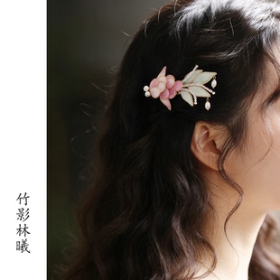 发夹女2026新款高端锦鲤发夹红色国风婚礼日常法饰古风侧边夹子粉