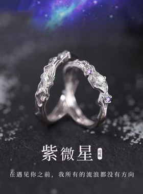 紫微星情侣戒指男女ins小众设计时尚一对戒送女友礼物可调节指环
