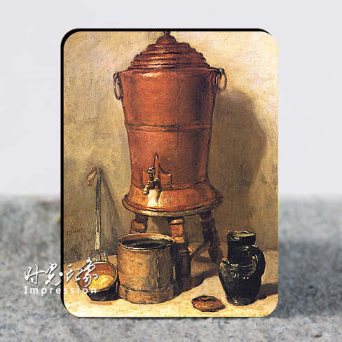 夏尔丹静物油画作品 铜水罐 创意冰箱贴 外贸装饰磁贴 买十送一