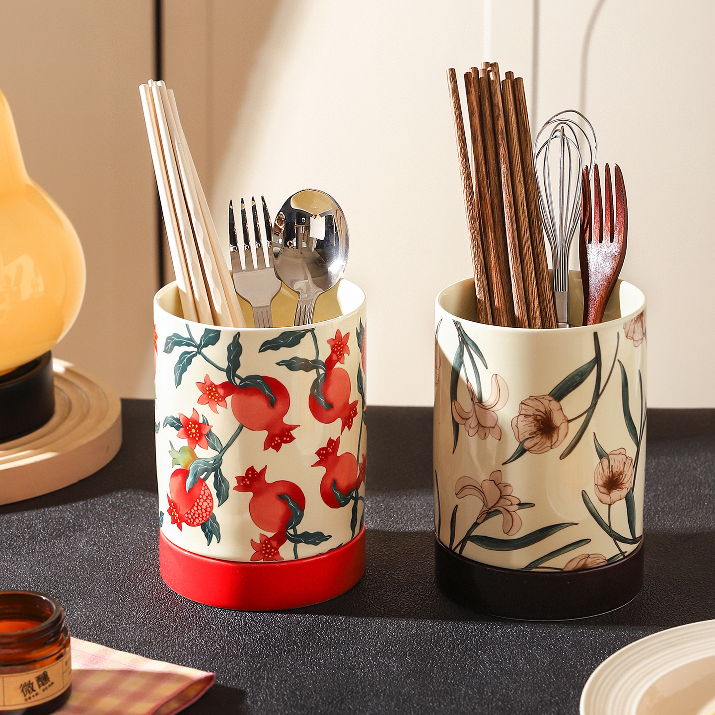 舍里法式陶瓷筷架刀叉收纳架筷桶