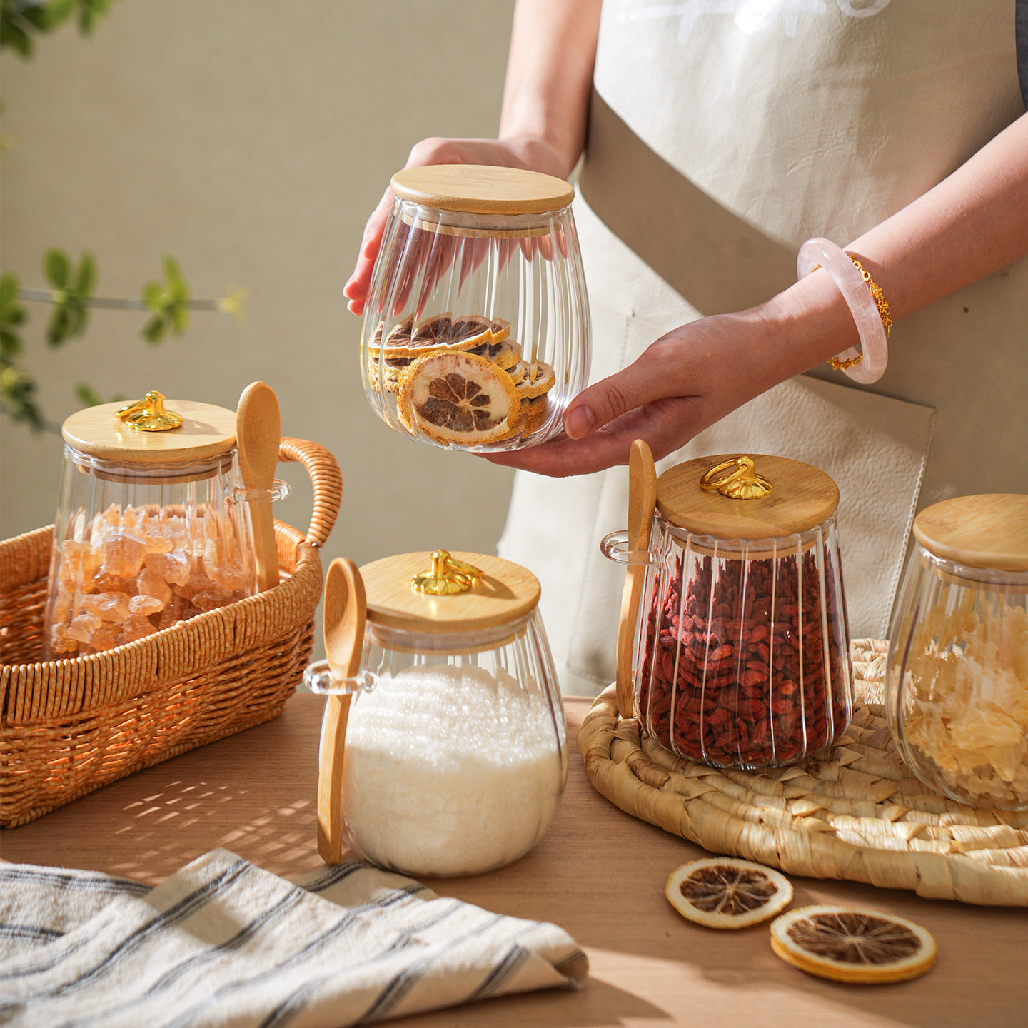 舍里家用玻璃密封罐食品级储物罐冰白糖干果收纳陈皮储存罐茶叶罐