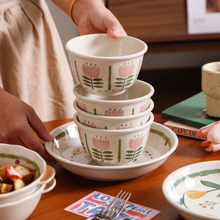 舍里精致陶瓷米饭碗家用2025新款特别好看的吃饭碗面碗高颜值餐具