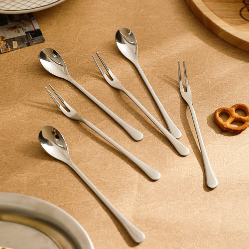 舍里304不锈钢咖啡搅拌勺小叉子