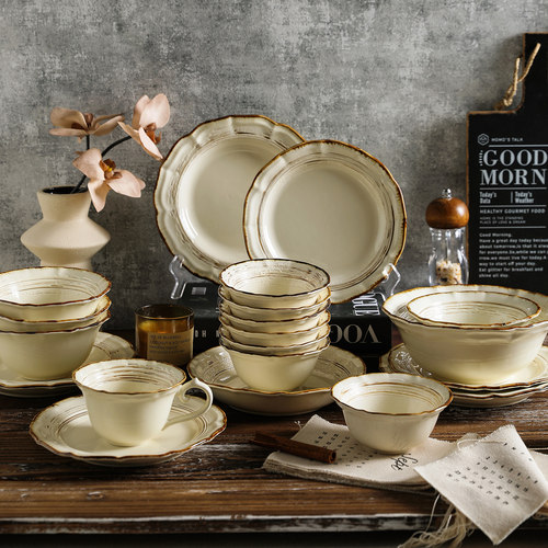 舍里中古风轻奢餐具组合吃饭碗