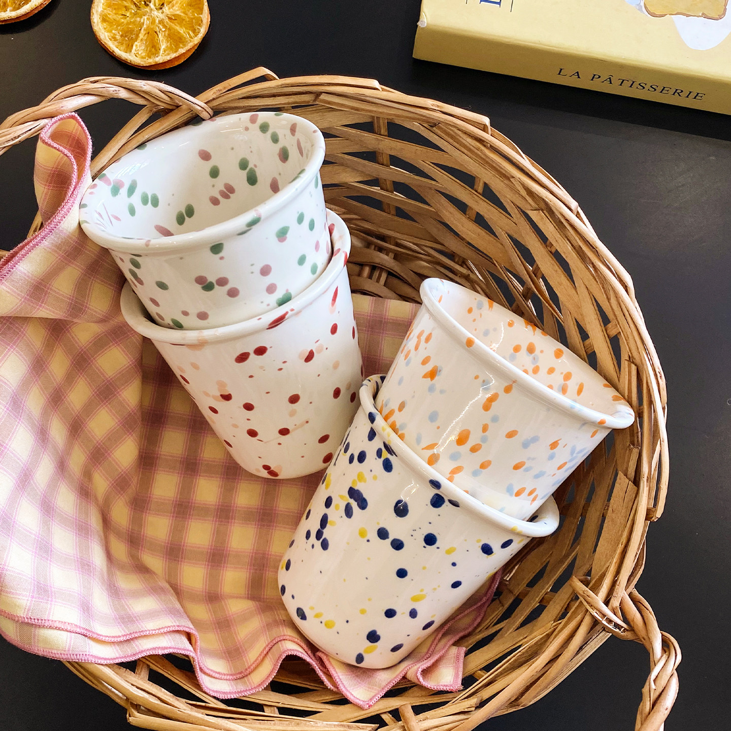 舍里波点马克杯家用陶瓷杯子家用可爱喝水杯学生宿舍牛奶咖啡杯子