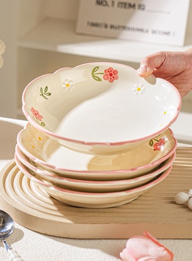 舍里清新陶瓷盘子菜盘家用釉下彩2025新款碗盘餐具高级感碟子餐盘