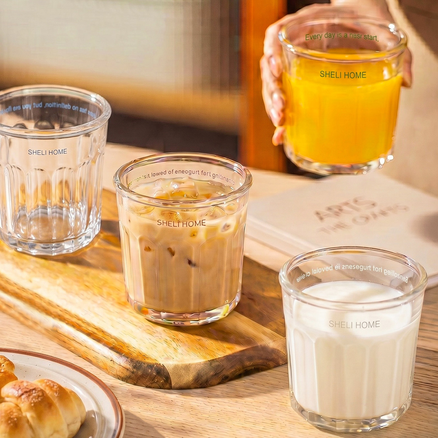 舍里ins风玻璃杯高颜值咖啡杯鸡尾酒杯简约家用待客喝水杯果汁杯