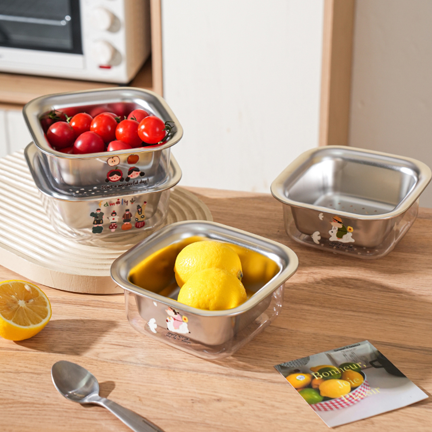 舍里可爱卡通双层沥水篮火锅篮