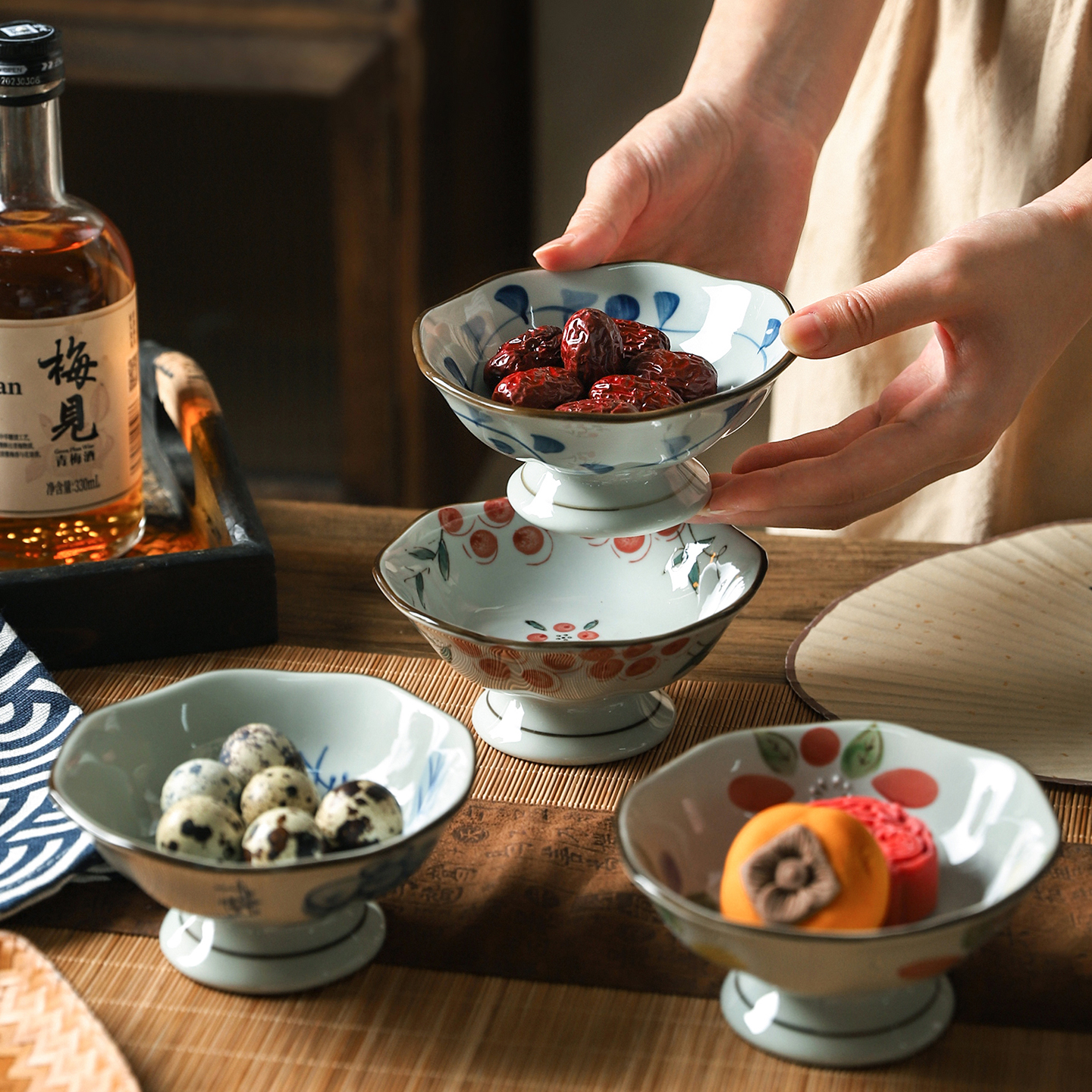 舍里新中式陶瓷茶室禅意糕点摆台