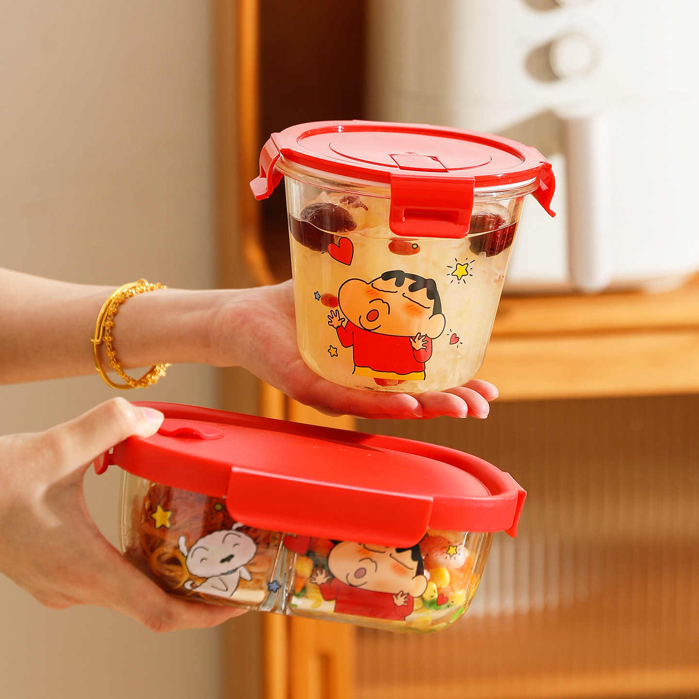 舍里卡通玻璃饭盒微波炉加热分隔保鲜盒上班族带饭餐盒水果便当盒,餐饮具,保鲜盒,淘宝优惠券,粉丝福利购,淘宝优惠卷