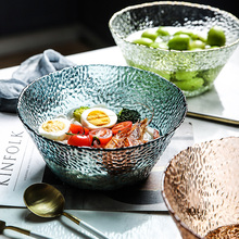 舍里日式玻璃沙拉碗大号水果碗家用创意早餐餐具水果盘大碗斗笠碗