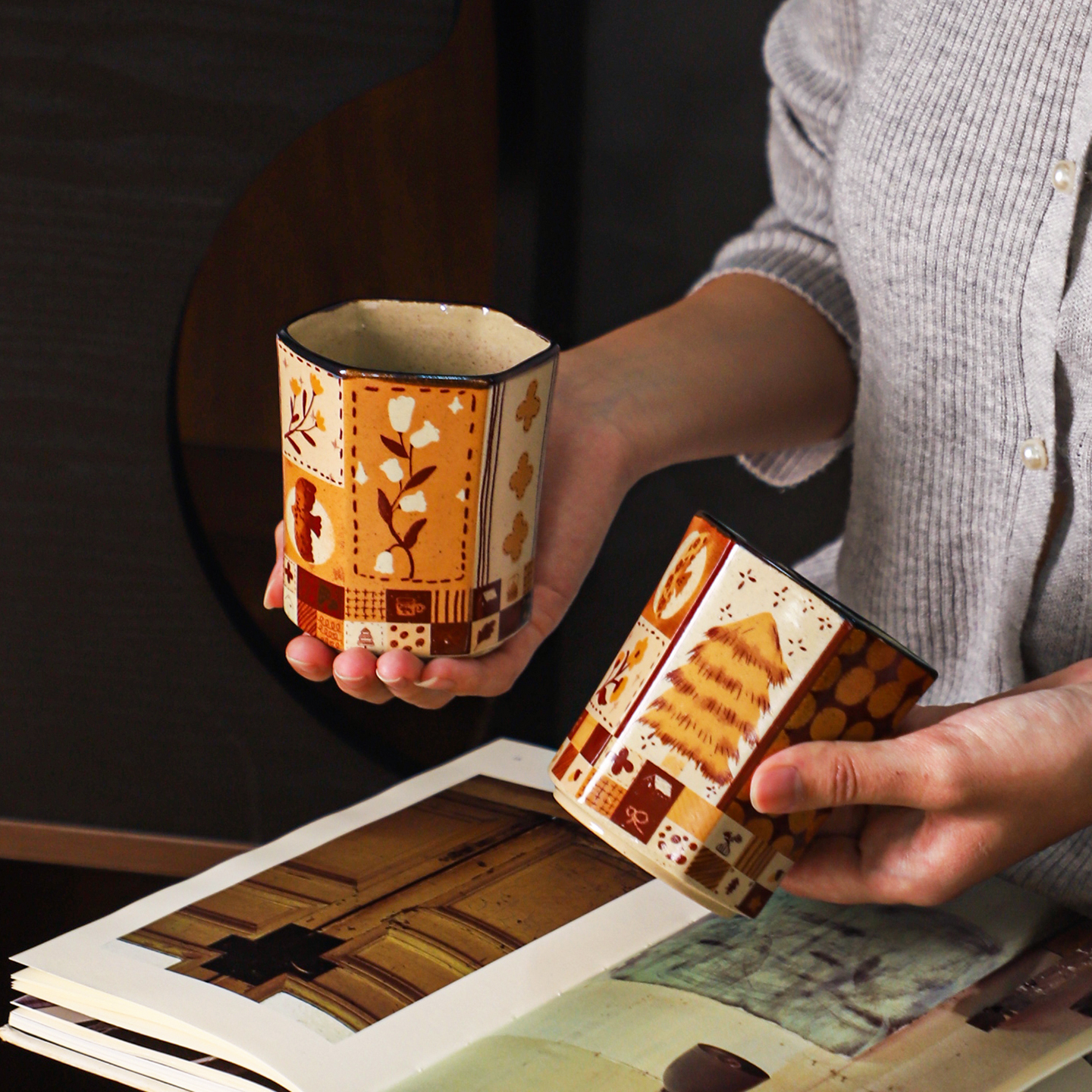 舍里高颜值复古牛奶咖啡杯