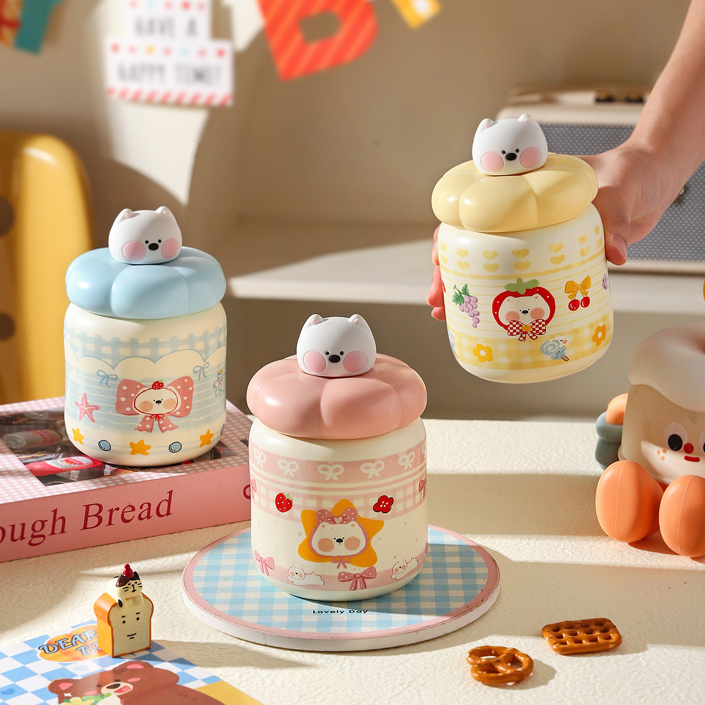 舍里可爱陶瓷马克杯密封带盖家用可爱喝水杯随手杯生日礼物伴手礼