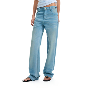 女低腰堆叠感长裤 Still 复古洗水蓝做旧破洞小脚牛仔裤 美式 Life