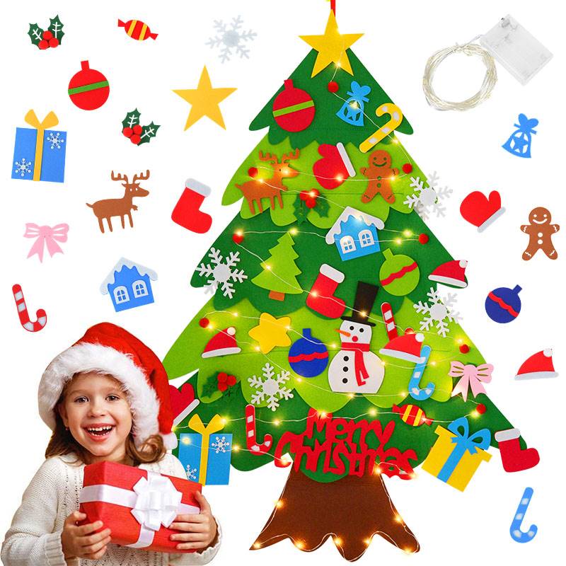 diy felt christmas tree with led light new year kids gift to