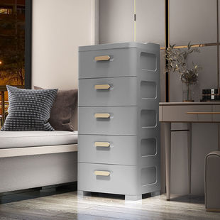 加厚抽屉式收纳箱盒多层家用衣服整理箱卧室玩具储物柜塑料床头柜