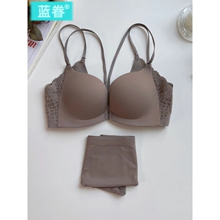 前扣细带内衣女聚拢提拉小胸深V性感无钢圈无痕美背文胸2026爆款