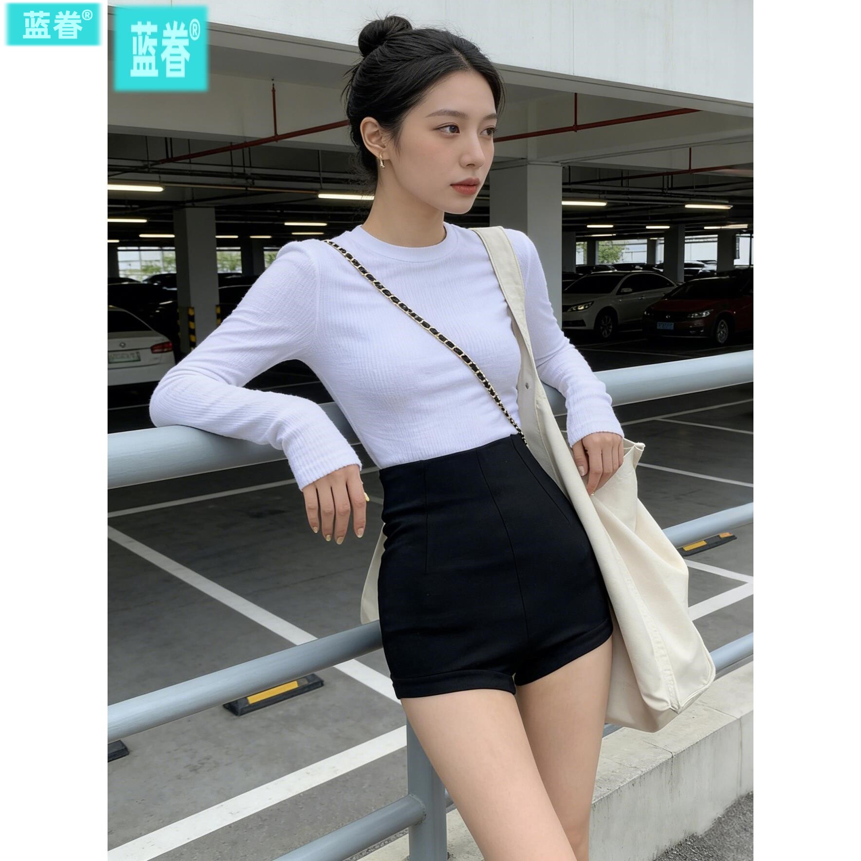 黑色女团高腰短裤夏辣妹热裤打底裤子西装爵士舞紧身包臀弹力显瘦