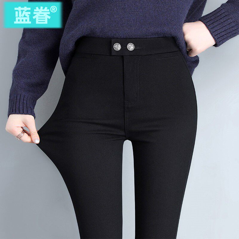 黑色打底裤女外穿春季2026新款高腰紧身魔术弹力铅笔黑裤小脚裤子