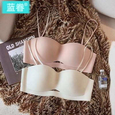 细肩带内衣女夏季薄款小胸聚拢抹胸吊带隐形粉底液无痕文胸无肩带
