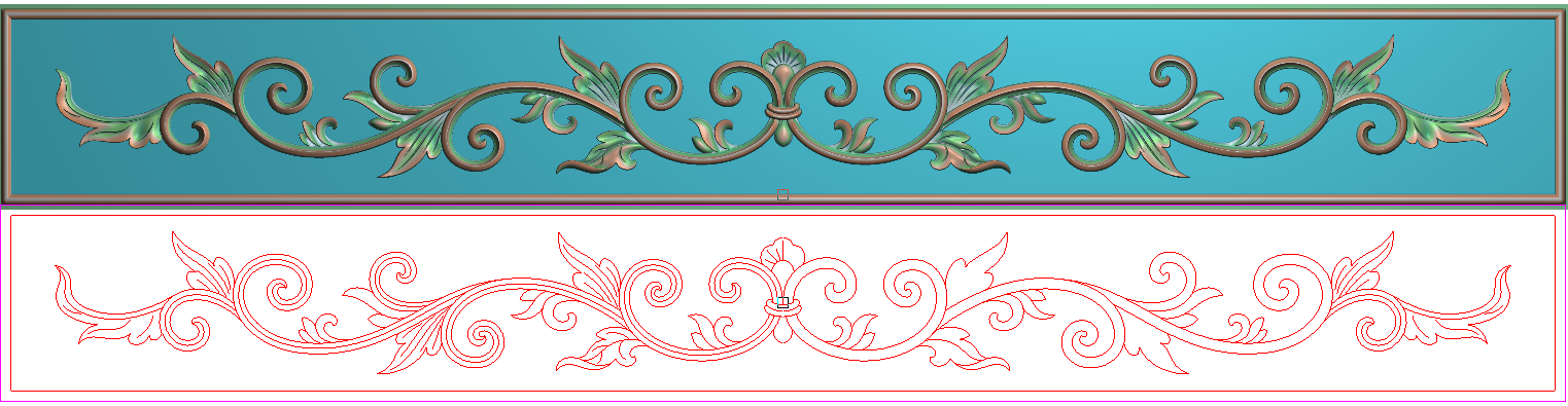 精雕图灰度图茶几茶台洋花卷花草花围板横板挡板侧板518x65浮雕图