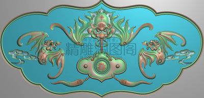 祥云蝙蝠精雕图灰度浮雕精品蝙蝠吊如意福寿扶手下花侧板288x140