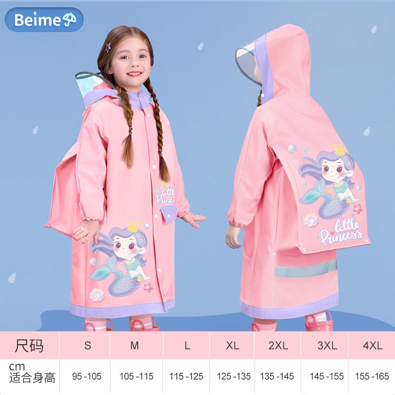 儿童雨衣女童女孩小学生上学专用2022新款带书包全身防水大童EW83