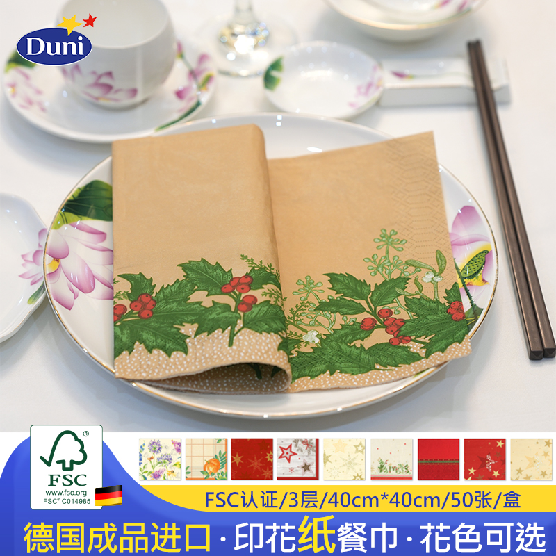 印花纸质餐垫子Duni原装进口一次性餐巾纸儿童小学生西餐垫纸餐桌