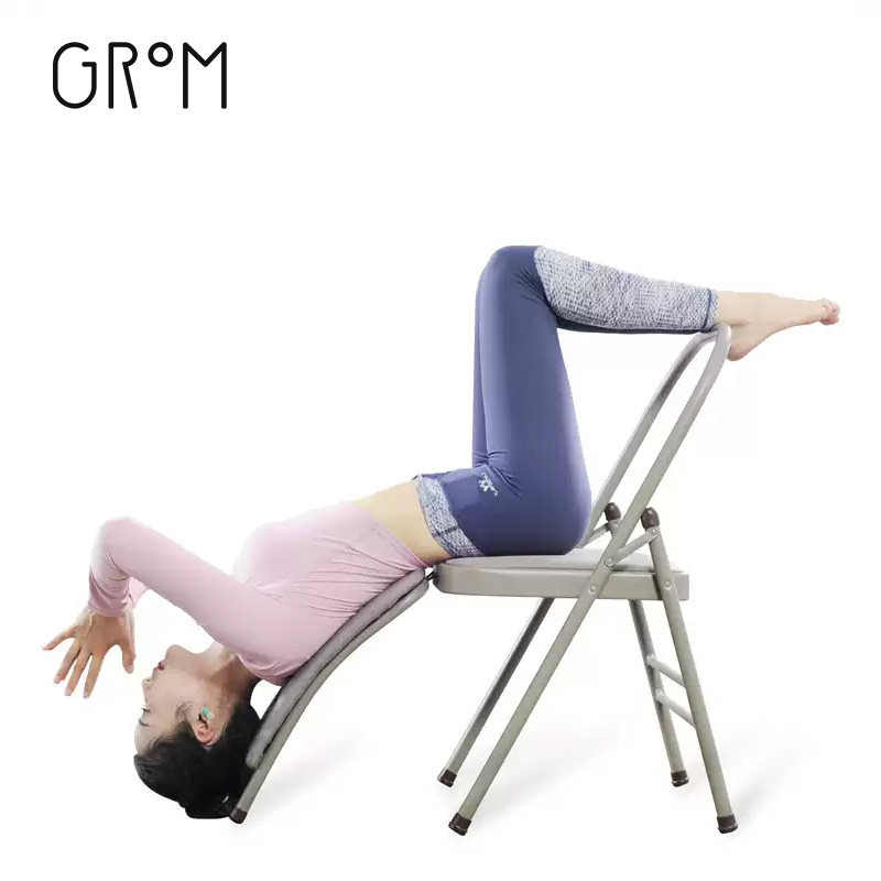 GROM正品瑜伽椅yoga加硬加粗瑜伽辅助折叠椅专业艾扬格腰拖辅助椅