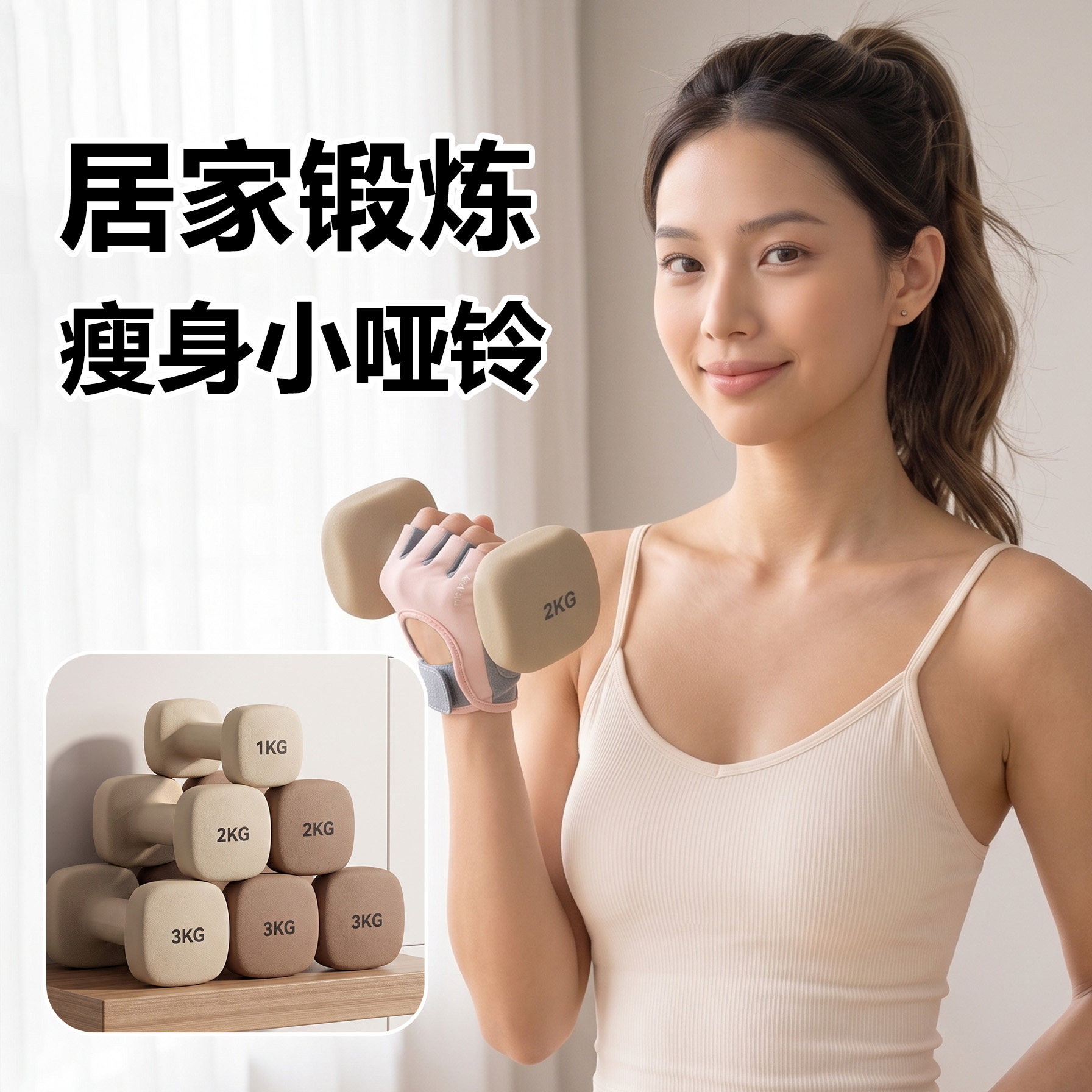 Grom方形举重哑铃健身家用器材锻炼健身器材室内锻炼瘦身小哑铃